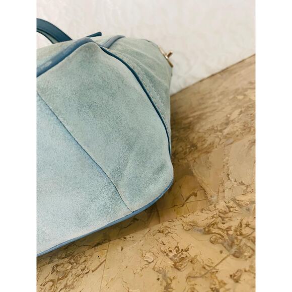 rare vtg COach gallery light blue suede LEather SHoulder BAg tote F10410 - Picture 7 of 9